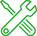 Green icon of screwdriver and wrench tools