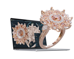 mockup of 3D jewelry design software and 3D ring
